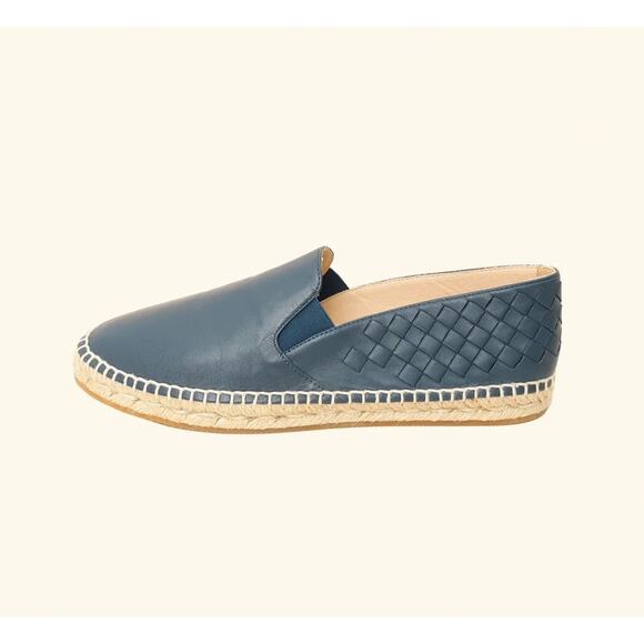 Bottega Veneta Gala Blue Leather Espadrilles Woven Slip-On Shoes Size 42 Men - Picture 1 of 11